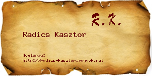 Radics Kasztor névjegykártya